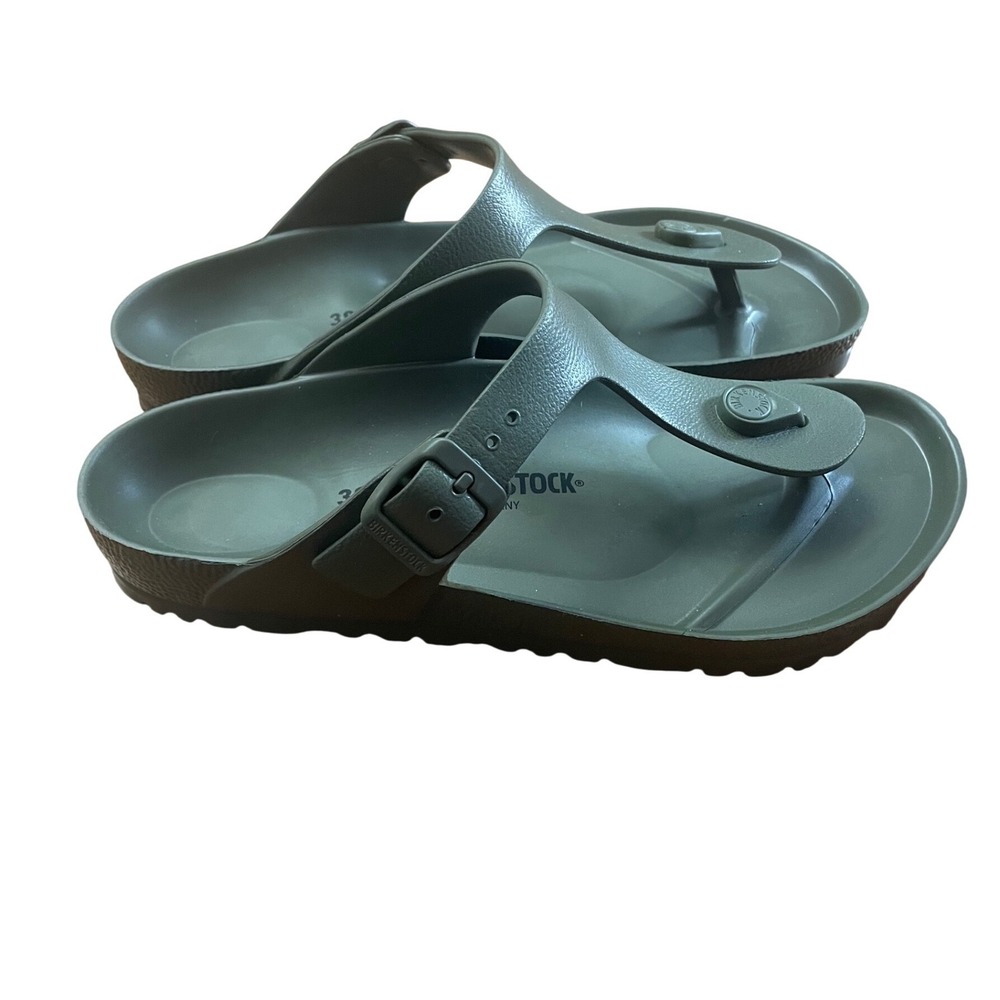Birkenstock Gizeh EVA Sandals Olive Green Khaki Thong Flip Flops Womens 38 L7 M5